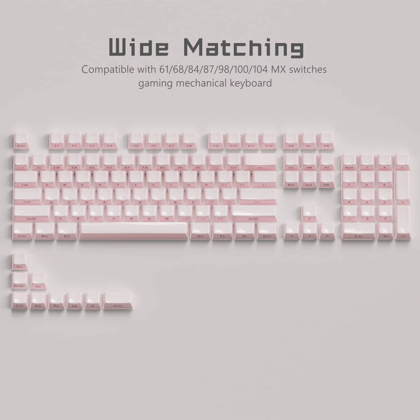 113 Key Jelly round Side Keycaps Ice Crystal Translucent Pink OEM Profile Key Cap for Cherry MX 61 68 104 Mechanical Keyboard