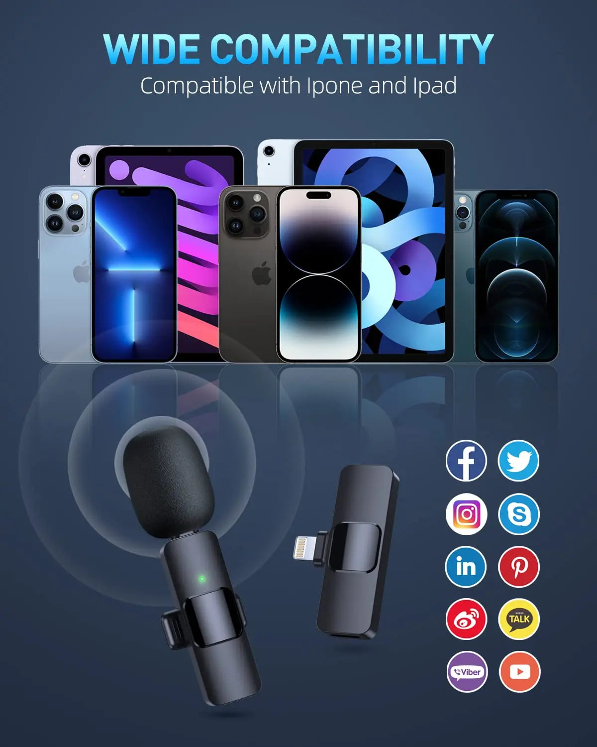 JOCEEY K9 Lavalier Wireless Microphone,Wireless Microphone,Live Microphone for IOS and Type-C Phone Microphone for Recordin