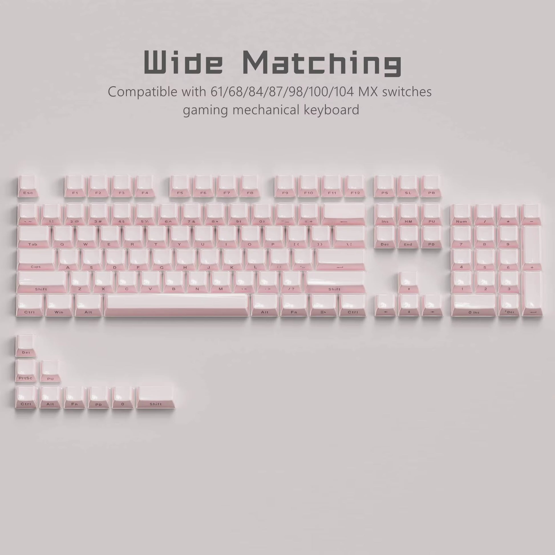 113 Key Jelly round Side Keycaps Ice Crystal Translucent Pink OEM Profile Key Cap for Cherry MX 61 68 104 Mechanical Keyboard