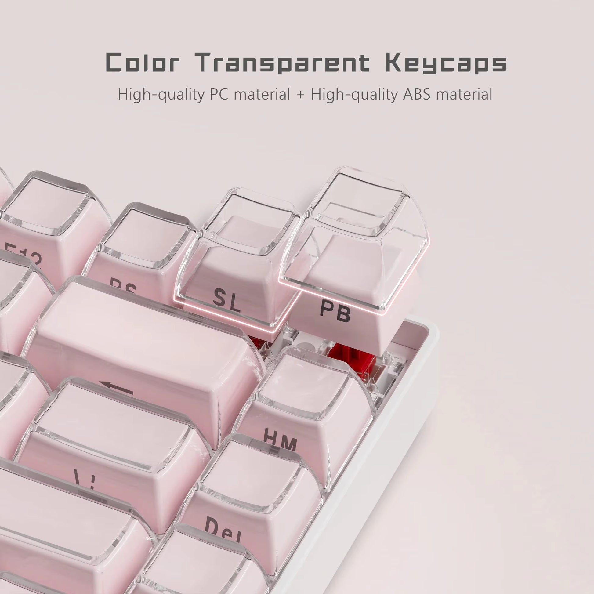 113 Key Jelly round Side Keycaps Ice Crystal Translucent Pink OEM Profile Key Cap for Cherry MX 61 68 104 Mechanical Keyboard